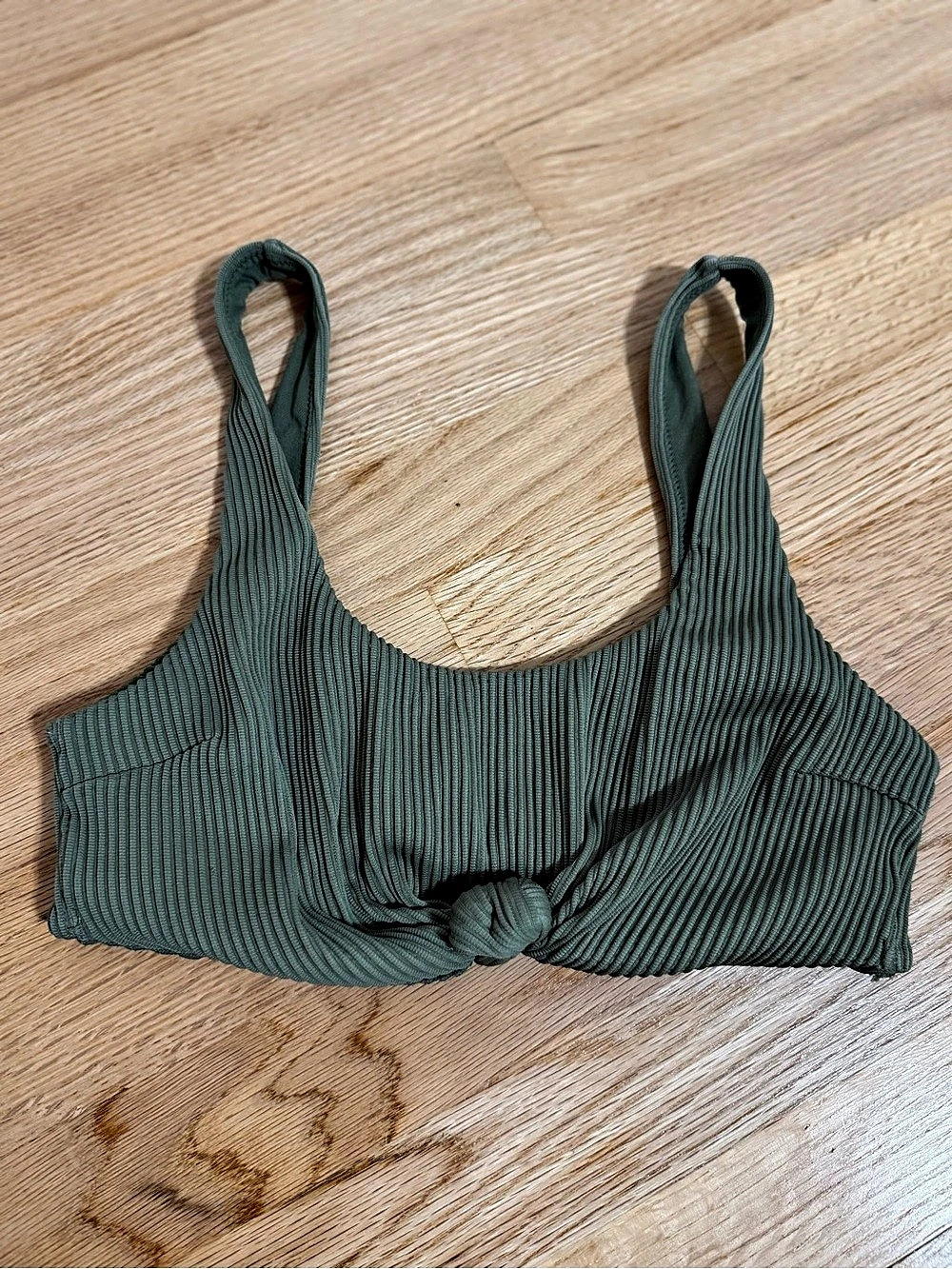 Hollister Ribbed Front Knot Top Green Small